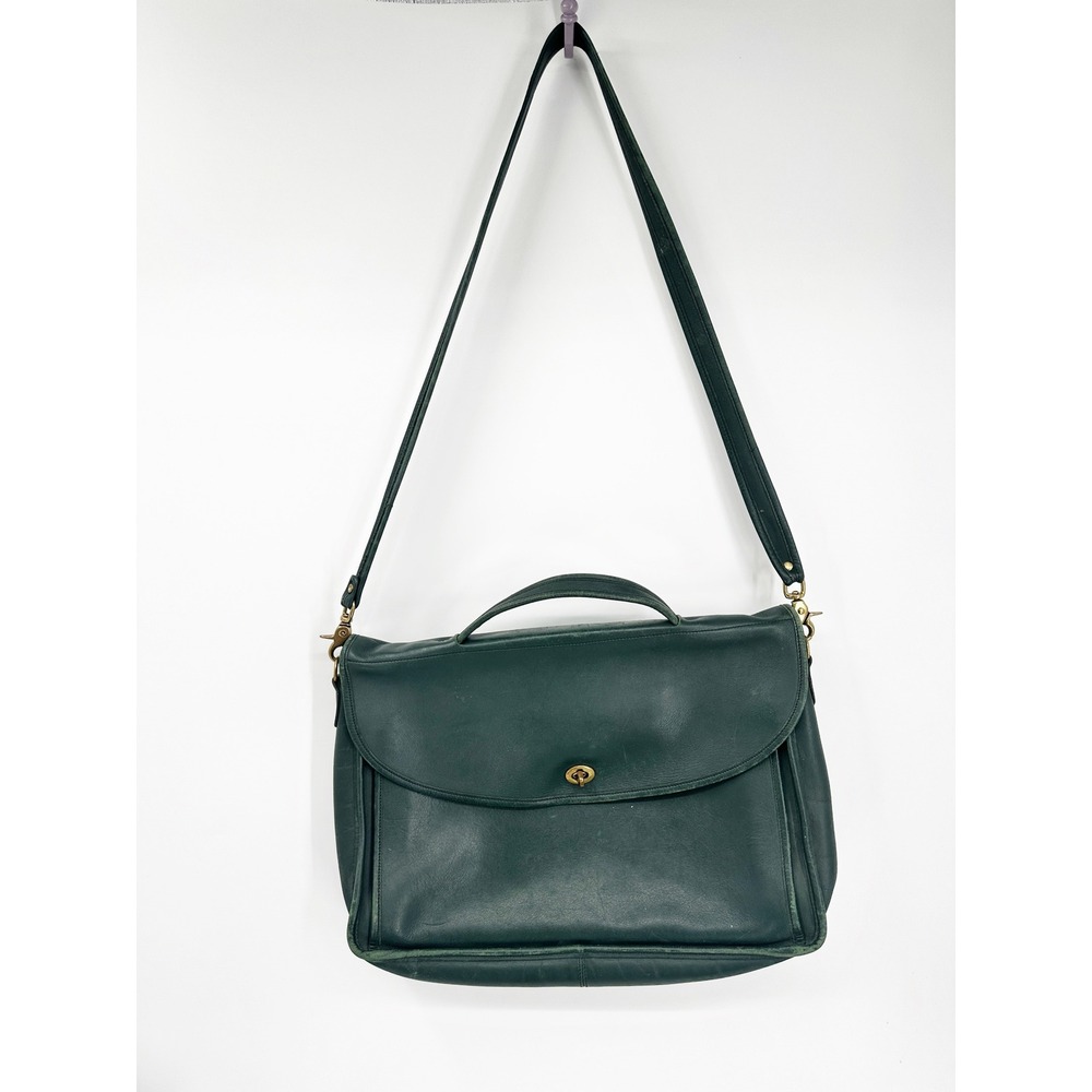 LAURA USA Briefcase One Size Green Leather Laptop Bag Work Office